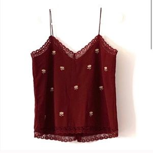 Top shop button front embroidered camisole